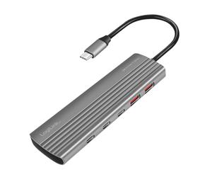 LogiLink UA0415 Ultra-Slim USB 3.2 Gen2 Hub, 2X USB-A, 8X USB-C, with PD (Power Delivery), 100 W, Space Grey