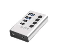 LogiLink UA0446 - USB 3.2 Gen1 Hub with 4 Ports and Cable/Adapter, USB Type A and USB Type C, On/Off Switch, Aluminium