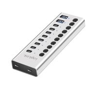 LogiLink UA0448 - USB 3.2 Gen1 Hub with 10 Ports and Cable/Adapter, USB Type A and USB Type C, On/Off Switch, Aluminium