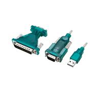 LogiLink USB 2.0 cable, USB-A/M to DB9/M + DB25/M (RS232), Win 11, 1.3