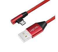 LogiLink USB 2.0 Connection Cable USB (Type A) to Micro-USB 90° Angled Red 0.3 m