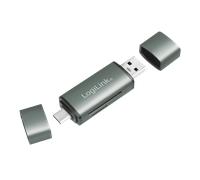 LogiLink USB 3.0 Cardreader, USB-A / USB-C, SD/ microSD, aluminum