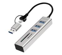 LogiLink USB 3.0 hub. 4x USB-A. 5 Gbit/s. 2-in-1 connection cable. sil