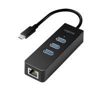 Logilink USB 3.0 to Gigabit Network Adapters (RJ45) and 3 x USB 3.0 Hub black Bl