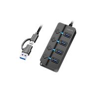 LogiLink USB 3.2 Gen 1 Hub. 4-port. w/ switch for each port. black