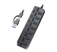 LogiLink USB 3.2 Gen 1 Hub. 7-port. w/ switch for each port. black
