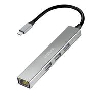LogiLink USB 3.2 Gen1 Hub with 3X USB-A, 1x RJ45 Gigabit Ethernet Adapter, Thunderbolt Compatible, Data Transfer up to 5 Gbps, Windows/MacOS/iOS/Android/Linux/Chrome OS