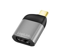 LogiLink USB 3.2 Gen2 Adapter Ultra HD 8K USB Type C (Male) to DisplayPort (Female), Colour: Black/Grey