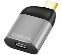 LogiLink USB 3.2 Gen2 Adapter Ultra HD 8K USB Type C (Male) to Mini DisplayPort (Female), Colour: Black/Grey