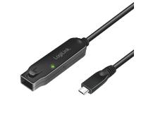 LogiLink USB 3.2 Gen2 cable, USB-C/M to USB-C/F, amplifier, black, 5 m