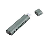 LogiLink USB 3.2 Gen2 Hub, 2-port, USB-A, w/cardreader, aluminum, grey