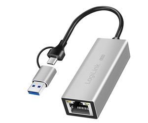 LogiLink USB-a/C to 2.5G Ethernet adapter, silver