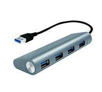 LogiLink USB Hub for PC/Laptop, Aluminium Housing Aluminium Silver 4-port