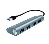LogiLink USB Hub for PC/Laptop, Aluminium Housing Aluminium Silver 4-port USB 3.