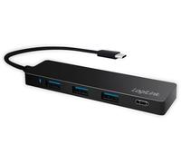 LogiLink USB Hub for PC/Laptop Aluminium Housing black Black 3+1 Port