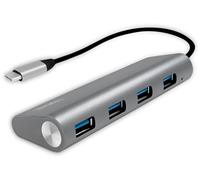 LogiLink USB Hub for PC/Laptop Aluminium Housing grey Silver 4-port