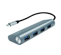 LogiLink USB Hub for PC/Laptop Aluminium Housing grey Silver 4-port USB 3.1 4-po