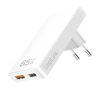 LogiLink USB Wall Charger. GaN. 2port. USB-AF & USB-CF. PD 65W. sl
