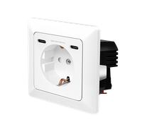 LogiLink Wall outlet 1 socket+ 2-port USB-C charger. 25W PD