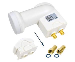 LogiSat Twin LNB 0.1 dB digital ► 2 users / TV / receiver direct connection universal full HD HDTV TV 3D 4K Sat UHD PRO LINE + contacts gold-plated + weather protection