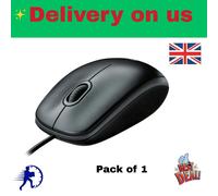 Logitech B100 Wired USB Mouse 3-Buttons Optical Tracking Ambidextrous PC / Ma