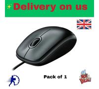 Logitech B100 Wired USB Mouse 3-Buttons Optical Tracking Ambidextrous PC / Ma