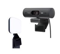 Logitech Brio 500 Full HD Webcam & Litra Glow Streaming Light Bundle