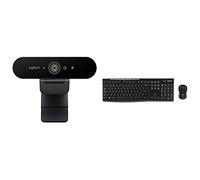 Logitech Business ULTRA HD PRO BUSINESS WEBCAM 4K Premium Webcam with HDR and Windows, 5X Zoom, Black & MK270 Wireless Keyboard and Mouse Combo