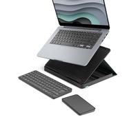 Logitech Casa Pop-Up Desk Laptop Stand, USB C Charger Cable, Bluetooth, Wireless Keyboard with Touchpad for Tablet, Laptop, Chromebook, MacBook 10 Inch to 17 Inch, QWERTY UK English Layout - Graphite