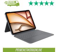 Logitech Combo Touch Keyboard Case for iPad Pro 11" (M2, 4th/5th Gen) - Detachable Backlit Keyboard, Kickstand, QWERTY UK Layout - Grey, New