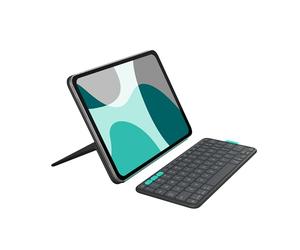Logitech Flip Folio, Keyboard Case for iPad Pro 11-inch (M4) & iPad Air 11-inch (M2 & M3)(5th Gen - 2024) - Protective & Stowable Bluetooth Keyboard Case, Multi-Device - Graphite - QWERTY