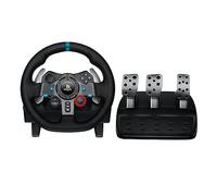 Logitech G G29 Driving Force Racing Wheel and Floor Pedals, EU plug, Real Force Feedback, Stainless Steel Paddle Shifters, Leather Steering Wheel Cover, Adjustable Floor Pedals, PS4/PS3/PC/Mac - Black