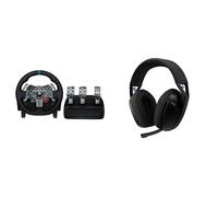 Logitech G G29 Driving Force Racing Wheel,Floor Pedals,Real Force Feedback,Stainless Steel Paddle Shifters + G321 LIGHTSPEED Wireless Bluetooth Gaming Headset,PC,PS4, PS5,Nintendo Switch,Mobile -Black