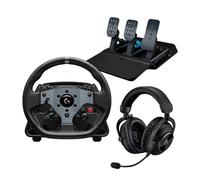 Logitech G PRO Racing Wheel and Pedals - Direct Drive, Load Cell Brake, 2 LIGHTSPEED Wireless Headset - For PC, Black