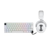 Logitech G PRO X 60 LIGHTSPEED Wireless Gaming Keyboard, Ultra Compact TKL 60% Mechanical Keyboard for PC (QWERTY UK) + PRO X 2 LIGHTSPEED Wireless Gaming Headset - White