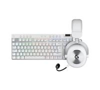 Logitech G PRO X TKL LIGHTSPEED Wireless Gaming Keyboard Tactile Switches (GX Brown) + G PRO X 2 LIGHTSPEED Wireless Gaming Headset, QWERTY UK English Layout, for PC, PS5, PS4, Nintendo Switch, White