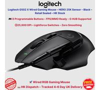 Logitech G G502 X Wired Gaming Mouse - LIGHTFORCE hybrid optical-mechanical primary switches, HERO 25K gaming sensor, compatible with PC, macOS or Windows - Black, New