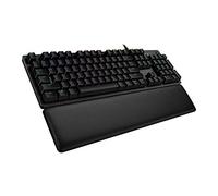 Logitech G513 Mechanical Gaming Keyboard with Palm Rest, RGB LIGHTSYNC, GX Brown Tactile Key Switches, Brushed Aluminum Case, Customizable F-Keys, USB Pass Through, QWERTY UK Layout - Carbon/Black