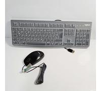 Logitech German Wired Keyboard MK120 QWERTZ USB Mouse Set for School Office PC