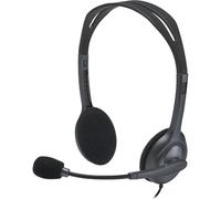 Logitech H110 Wired Stereo Headset - Noise-Cancelling Mic, 3.5mm Dual Jack, Black