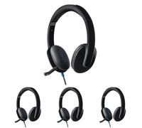 Logitech H540 Wired Headset, Stereo Headphone with Noise-Cancelling Microphone, USB, On-Ear Controls, Mute Indicator Light, PC/Mac/Laptop - Black (Pack of 4)