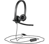 Logitech H570e Wired Headset, Stereo Headphones with Noise-Cancelling Microphone, USB, In-Line Controls with Mute Button, Indicator LED, PC/Mac/Laptop - Black