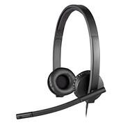 Logitech H570e Wired Headset, Stereo Headphones with Noise-Cancelling Microphone, USB, In-Line Controls with Mute Button, Indicator LED, PC/Mac/Laptop - Black