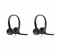 Logitech Headset H390 Wired Headset with Mic for PC/Laptop, Stereo Headphones with Noise Cancelling Microphone, USB, in-Line Controls, Works with Chromebook, PC Headset, 2 Pack (Black)