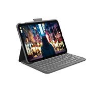 Logitech iPad (10th generation) Keyboard Case | Slim Folio with integrated wireless keyboard (Graphite) - US International Layout, Grey