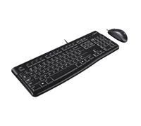 Logitech K120 EU QWERTY Corded USB Wired Keyboard and Mouse Set - Black