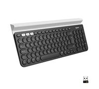 Logitech K780 Multi-Device Wireless Keyboard for Windows, Apple android or Chrome, Wireless 2.4GHz and Bluetooth, Quiet, PC/Mac/Laptop/Smartphone/Tablet, QWERTY UK Layout - Dark Grey/White