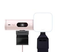 Logitech Litra Glow Premium LED Streaming Light with TrueSoft + Brio 500 Full HD