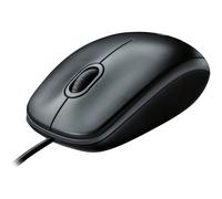 Logitech M100 Wired USB Mouse, 3-Buttons, 1000 DPI Optical Tracking, Ambidextrous PC / Mac / Laptop - Dark / Black