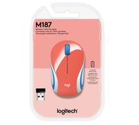Logitech - M187 Mini Wireless Optical Ambidextrous Mouse-Coral- (pinkish-orange)